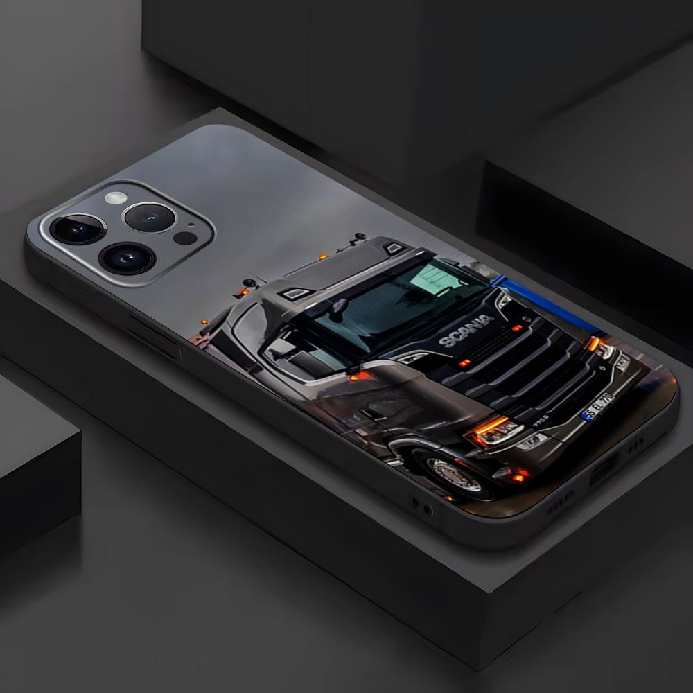 Чехол для телефона S-Scania TruxES для iPhone 16 16e 15 14 13 12 11 Plus Mini Pro Max Мягкий черный Ударопрочный чехол