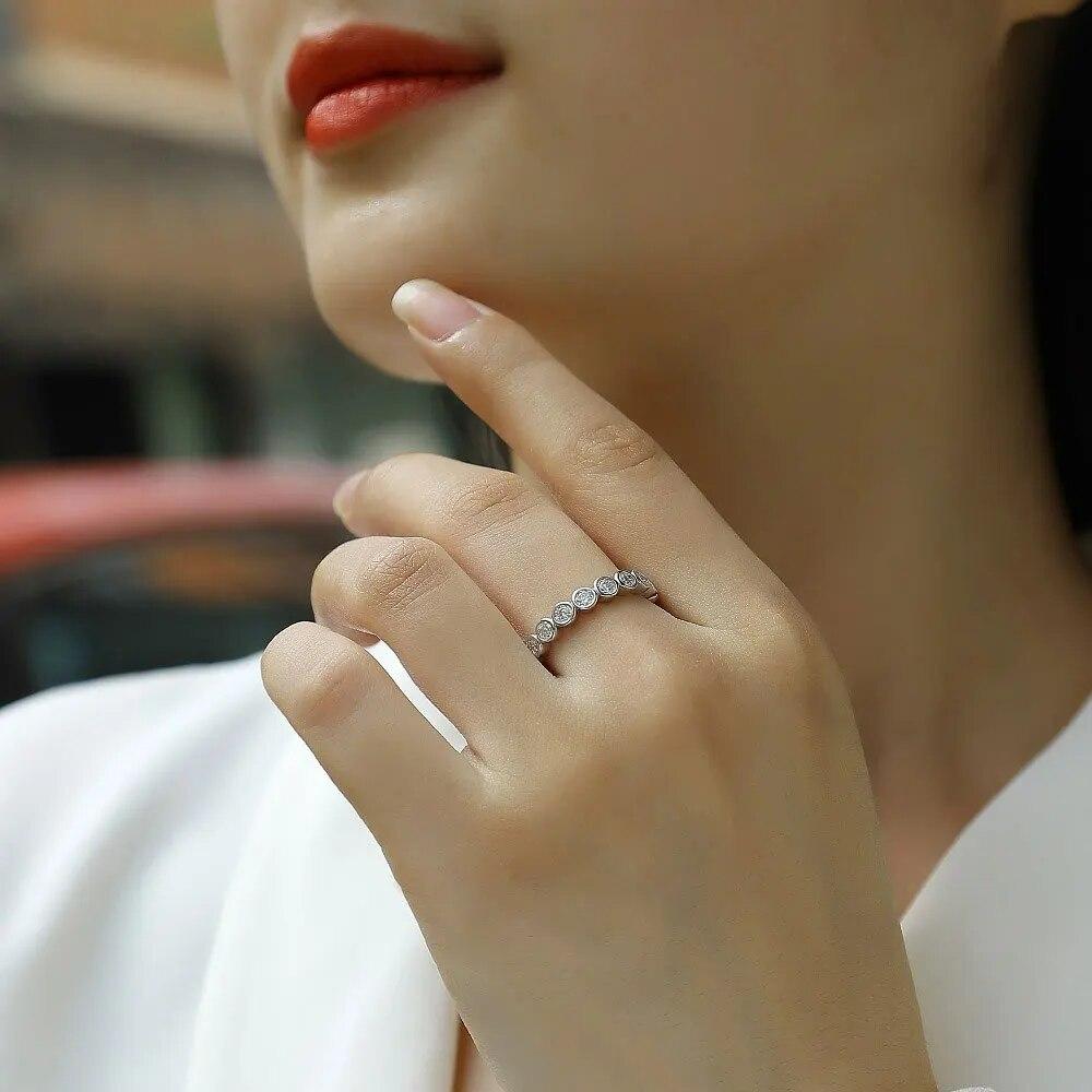 Круглое кольцо с муассанитом цвета D, 3 мм, стерлинговое серебро 925 пробы, белое золото 18 карат, ювелирные украшения, свадебные обручальные кольца для женщин