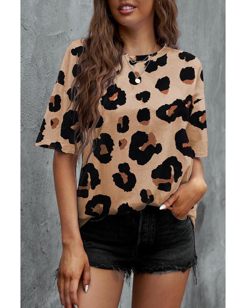 Azura Exchange Leopard Print Loose T-Shirt
