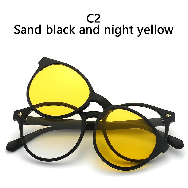 6 In 1 Custom Men ladies Optical Magnetic Sunglasses Clip Magnet Clip on Sunglasses Polaroid Clip on Sun Glasses Frame for daily use