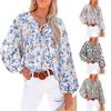 2024 European And American New Floral Ruffled Waist Tied Shirt With V-Neck Casual Long Sleeved Top For Women