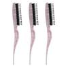 3pcs Rat Tail Brush Combs 3 Rows Nylon Brush Hair Teasing Styling Brush for Hair Parting Glitter