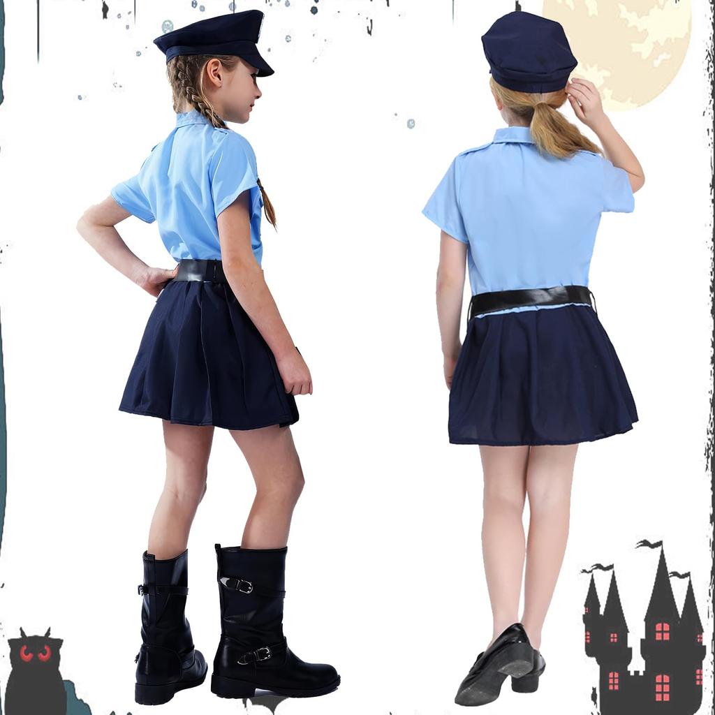Maazusa Police Officer Cosplay Costume for Short Kids Costume Set Kids, Halloween, Girls, Uniform, Sleeves, 4-Piece (110) [Item]