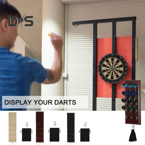 Настенный держатель для дротиков, деревянная кассета для дротиков, стойка для дротиков с 12 наконечниками, металлический крючок и сумка для хранения аксессуаров