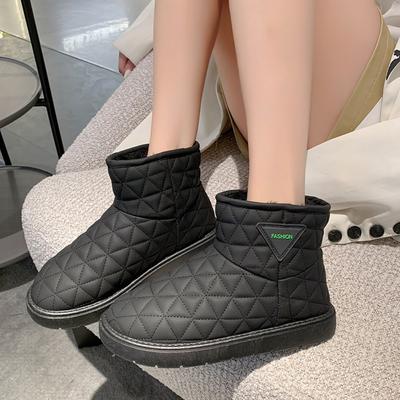 Зимние толстые и теплые ботинки средней длины с бархатом для женщин