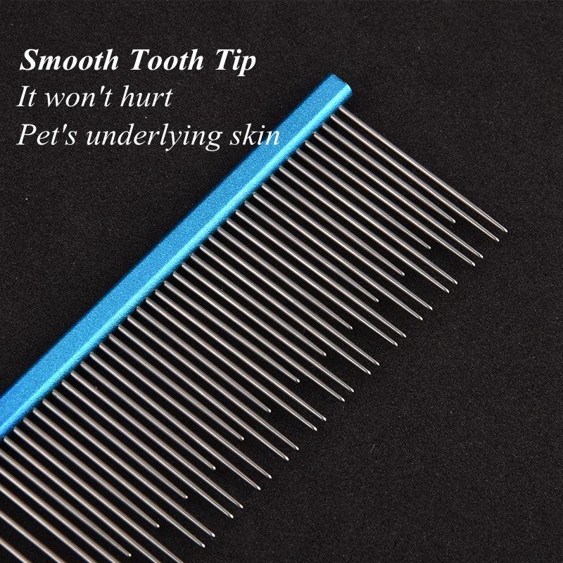19cm Color Metal Pet Comb Long Short Needles Grooming Stainless Steel Comb Removes Loose Hair Tangles Professional Cat Dog Comb