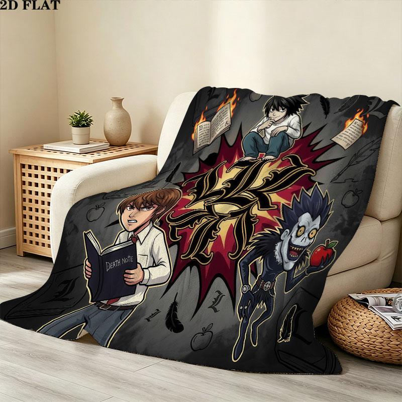 1PC Death Note Patterned Flannel Blanket Suitable For All Seasons For Home Decor Warmth And Comfort Gifts Holiday Present
