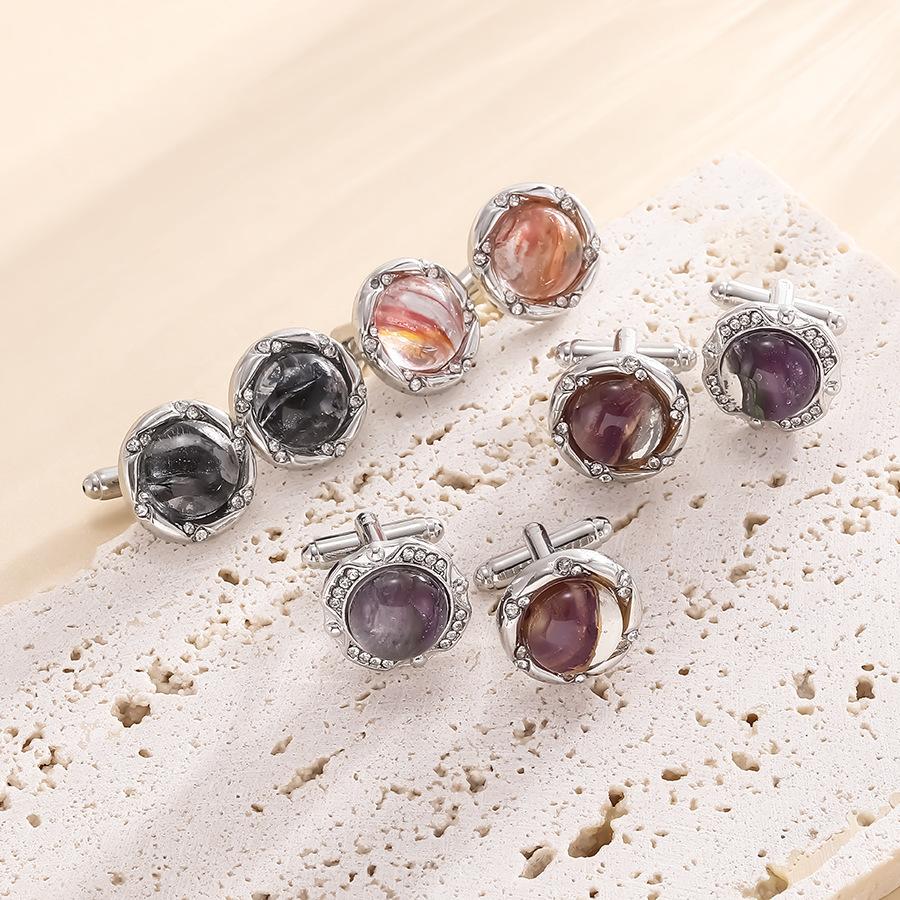 Мужской деловой костюм, формальные рубашки, пуговицы на круглых манжетах, модные запонки с украшением из страз и стекла, роскошный циркон, подарок для папы