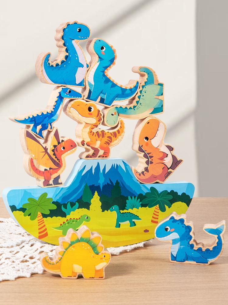 Деревянные балансирующие блоки игрушки для детей животное динозавр строительные штабелируемые высокие настольные игры дерево игрушка Монтессори мальчики дети подарок