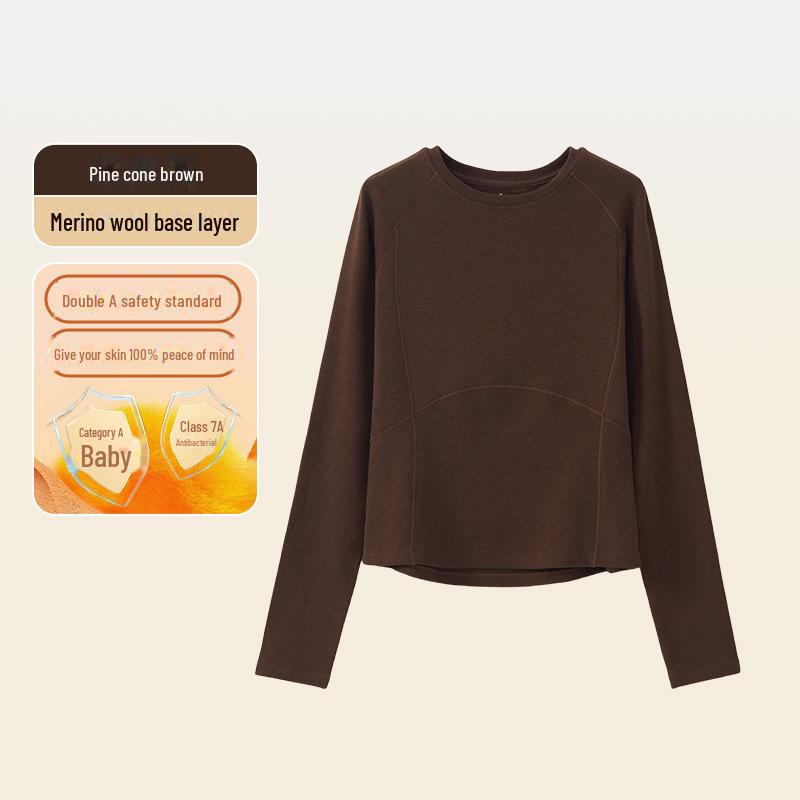 Women's Merino Wool Velvet Bottoming Shirt - Antibacterial Autumn Top