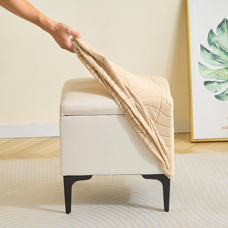 Чехол для табурета Square Ottoman, жаккардовый эластичный чехол для подставки для ног, все включено, эластичные чехлы для подставки для ног, однотонные чехлы для спальни