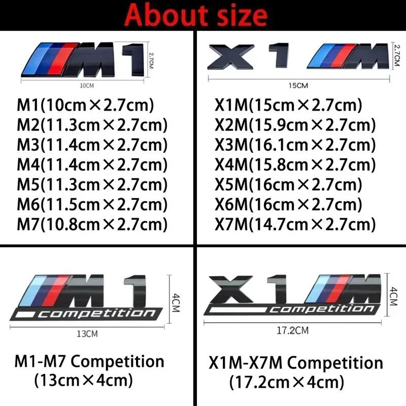 Original Car Size 3D Rear Trunk Emblem BMW F10 F20 F30 E90 F80 F87 X1 X2 X3 X4 X5m X6m M2 M3 M4 M5 M6Badge Car Stickers Logo