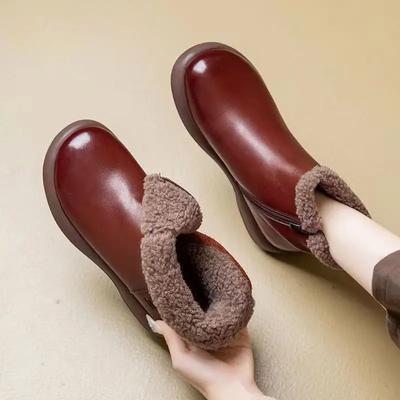 Женские зимние ботинки с круглым носком, элегантные, на среднем каблуке, женская обувь, ботильоны из искусственной кожи, весна 2024, тренд, предложение, осенняя обувь, слип-работа