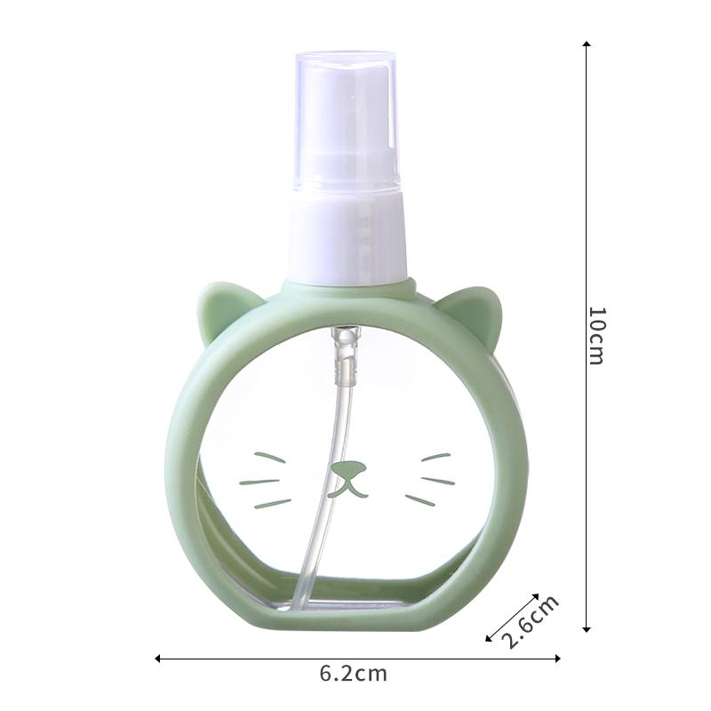 Многоразовый флакон-спрей 55 мл с силиконовым чехлом с мультяшным котом, распылитель мелкого распыления для спирта, дезинфицирующего средства, парфюмерии и макияжа