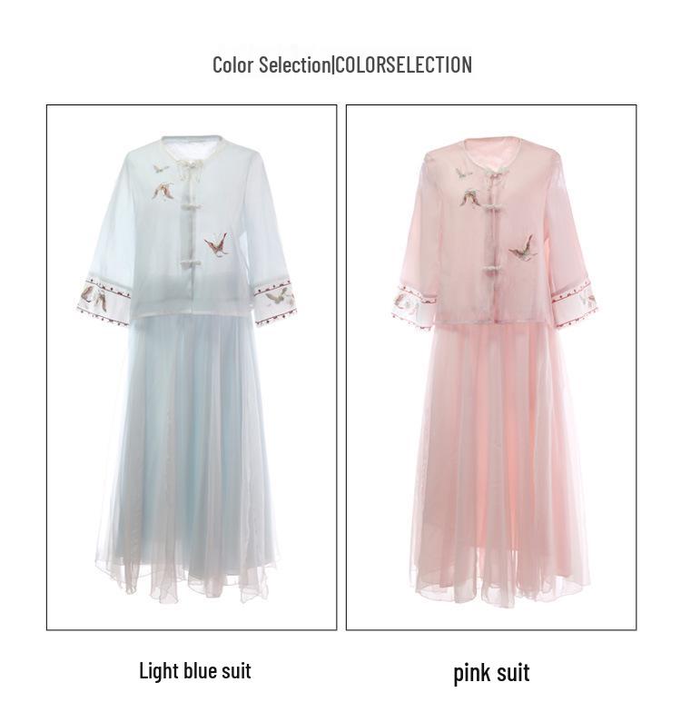 Новый китайский ретро вышитый костюм для чаепития ханьфу для женщин