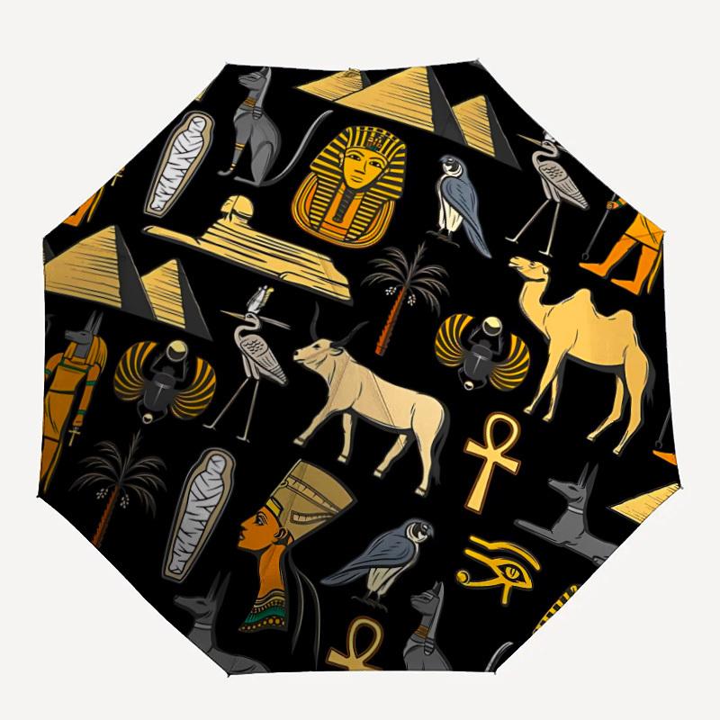 1pc Egyptian Symbols Open/Close Folding Umbrella, All- Portable Umbrella for & Men, Stylish Accessory (Holiday Gift) 8-Rib yy251213147