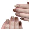 Чистый ручной работы фототерапевтический маникюр карамельно-каштановый носить готовый продукт для ногтей повторно наклейка для нейл-арта, чтобы показать белизну