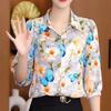 Новые весенне-осенние топы с цветочным принтом, длинные рукава, отложной воротник, женская блузка, рубашка, модная однобортная одежда OL