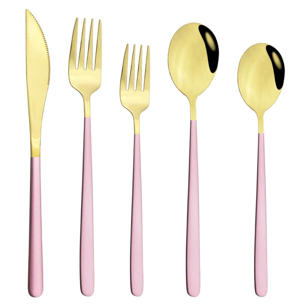 5/10/20 Pcs Colorful Dinnerware Cutlery Set 304 Stainless Steel Flatware Set Mirror Knife Fork Spoon Tableware Set Kitchen Silverware
