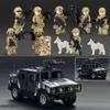 Military Specia Force Soldiers Black Hummer Gun Weapon Blocks Kit Bricks Sets Classic Model Building Kits Kids Education Toys