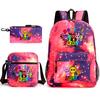 Rhythm Box Game Merchandise Student Bag Sprunki Cartoon Starry Sky Backpack Leisure Bag 3-piece Set D