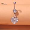 Кольцо на пупок со стразами, сердцем, бабочками, пятиконечной звездой, кулоном, сексуальное гипоаллергенное кольцо из нержавеющей стали, пирсинг пупка, висячее кольцо