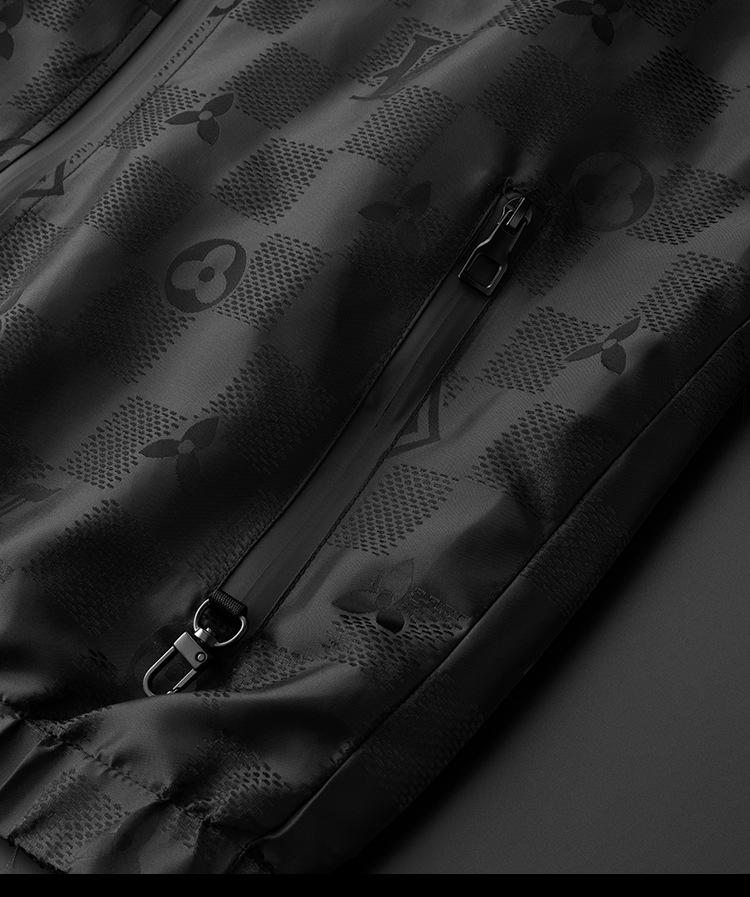 Модная европейская мужская жаккардовая куртка с капюшоном 2025 года - Повседневное пальто с темным узором