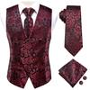 Fashion Mens Suit Vest Red Blue Paisley Waistcoat Tie Hanky Cufflinks Set  for Wedding