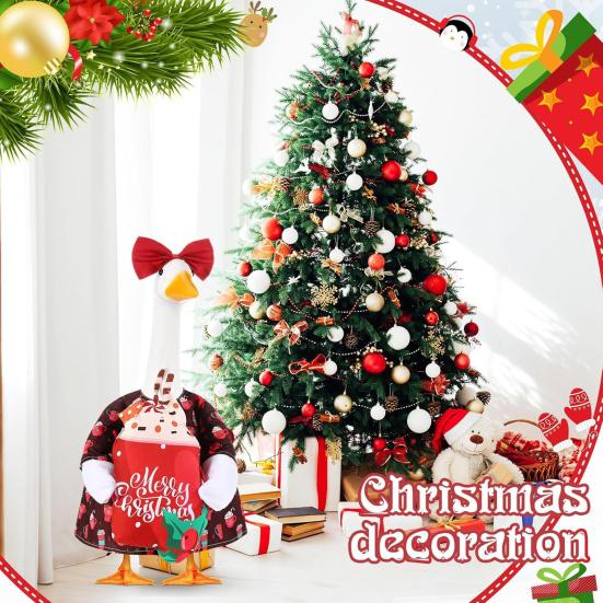 Рождественский наряд для гуся на крыльцо, платье для газонного гуся со шляпой в виде рождественской елки, праздничный костюм гуся