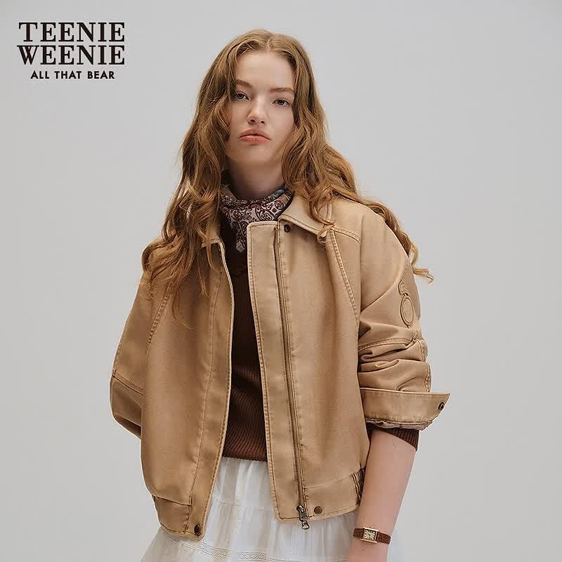 Teenie Weenie Women's Bear Faux Leather Jacket