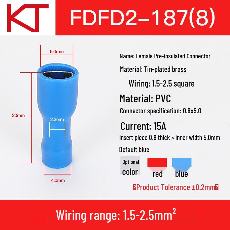 KT Keshitong FDFD2-110-187-250 Полностью изолированные female (мама) обжимные клеммы (1000 шт.)