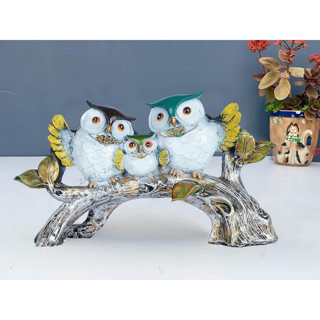 Handicrafted Decorative Owl Family Sitting On Tree ShowpieceFor Home Decor/Office/Shelf Table/Desktop/Living Room Decor