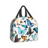 Blue Butterfly Kids Lunch Box Insulated Soft Bag Cooler Back To School Thermal Meal Tote Kit for Girls Boys