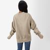 Women's Solid Color Slit Round Neck Sweatshirt Casual Top Loose Long Sleeved Top