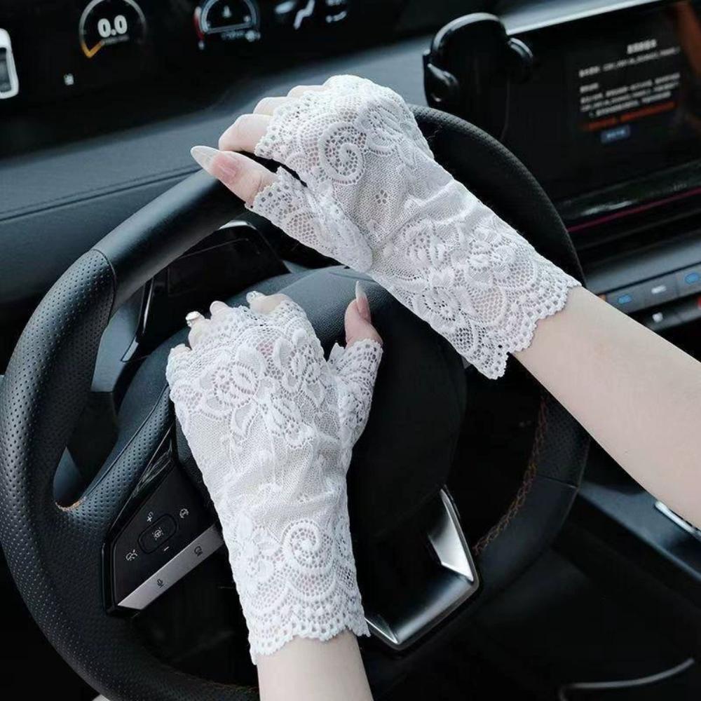 Summer Thin Style Half-finger Gloves UV Protection Sun Protection Gloves Driving Riding