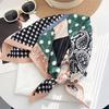 Korean high-end retro small silk scarf color matching thousand bird grid cashew flower personality niche sunshade headscarf square silk scarf