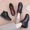 Winter Elderly Cotton Shoes Women's Leather Shoes Warm Non-slip Soft Sole Middle-aged and Elderly Grandma Velvet Flat-soled Short Boots Mother 