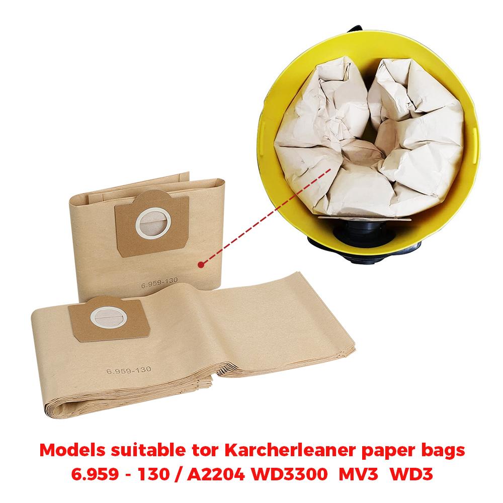Мешок для пыли 6.959-130 Для Karcher WD3/MV3/WV3/WV4/WD3200 WD3300 A2204 A2656 SE4001 SE4002 NT18 Робот-пылесос Бумажный мешок