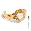 65mm Smooth Stainless Steel Shell Heart Love Open Bracelet Bangle for Women Charm Golden Wrist Jewelry Recommend