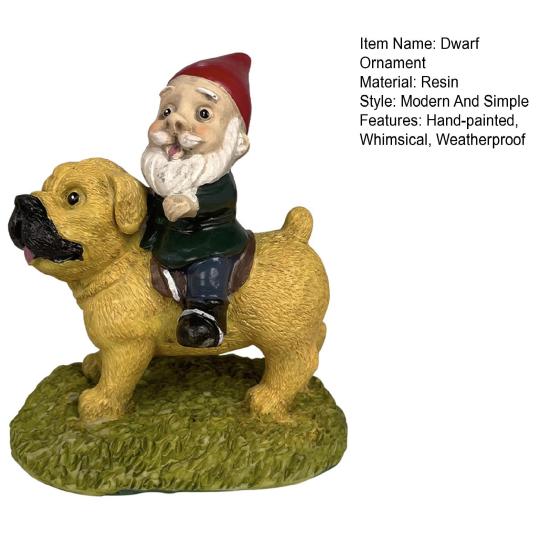 Статуэтка садового гнома Yousheng, смоляная статуэтка верховой собаки-карлика, расписанное вручную украшение в виде карлика для украшения садового растения на открытом воздухе