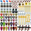 Medieval Knight Weapon Armor Parts Helmet Sword Shield Bow and Arrow Building Blocks Accessory Kit for Soldier Figures Castle Equipment Set