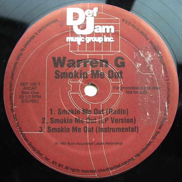 12-дюймовая пластинка WARREN G - Smokin Me Out DEF1351 Def Jam Recordi 1997 US Rap & Hip-Hop/R&B Б/у