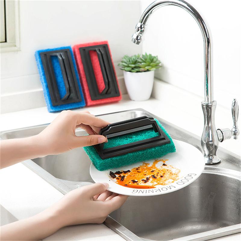 The Kitchen Decontamination Tape Handle Sponge Bottom Clean Brush Sponge Wipe