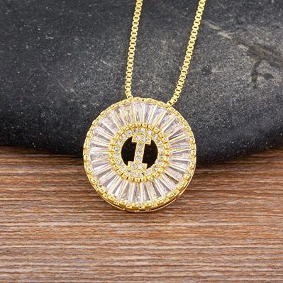 Nidin Name Initials A-Z 26 Zircon Letters Necklace Gold Color Alphabet Clavicle Chain Choker For Women Pendant Collar Jewelry