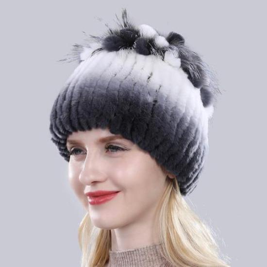 Горячая Распродажа Россия Зима Качество Натуральная Меховая Шапка Натуральная Теплая Шапка из Меха Кролика Рекс Леди Теплая Вязаная Подлинная Шапка из Меха Кролика Рекс