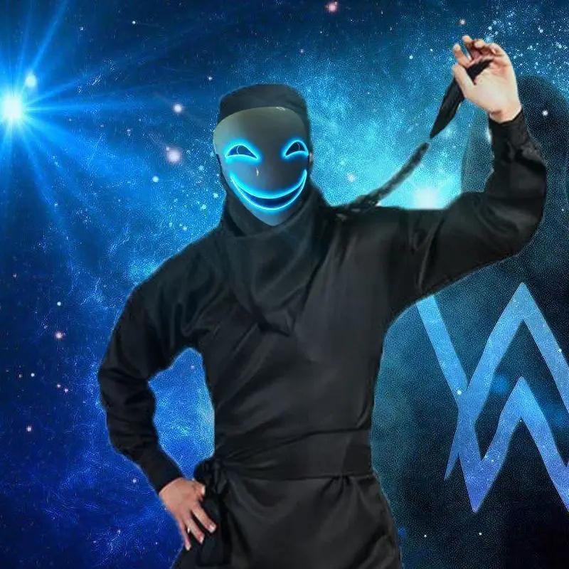 Креативный светодиодный клоун на Хэллоуин светящаяся маска белый зеленый синий красный плачущий клоун с улыбкой