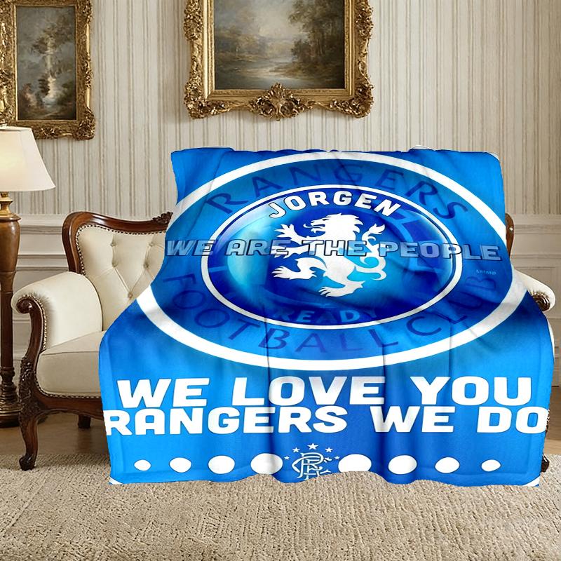 [1pc Rangers FC Blanket] All-Season Blanket - Cozy Blanket for Sofa Couch Home Decoration, Digital Printed Nap Blanket
