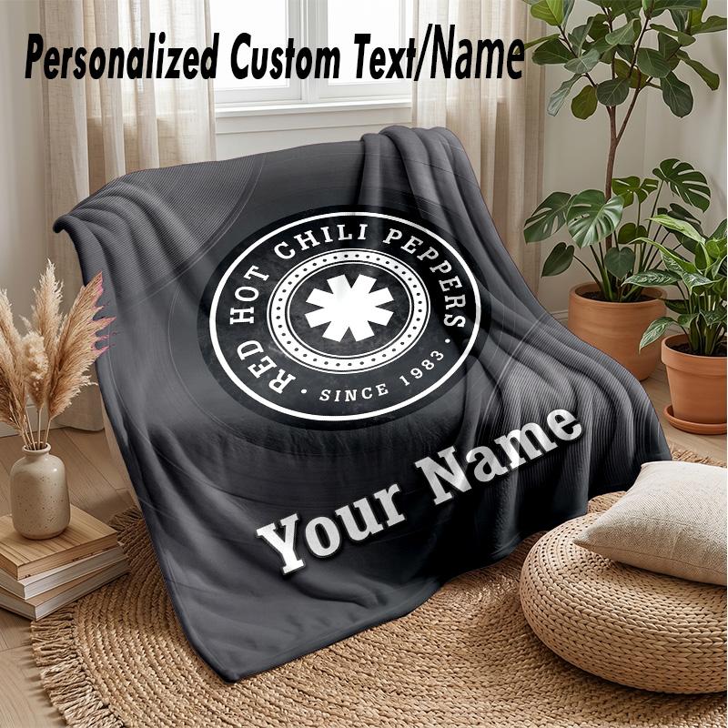 Red Hot Chili Peppers Custom Flannel Throw Blanket Print Your Name Text Soft Warm Blanket Holiday Present