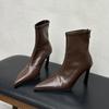 Короткие заостренные сапоги женские 2024 новые осенне-зимние темпераментные сапоги нишевого дизайна высококачественные тонкие сапоги на тонких каблуках высокие каблуки