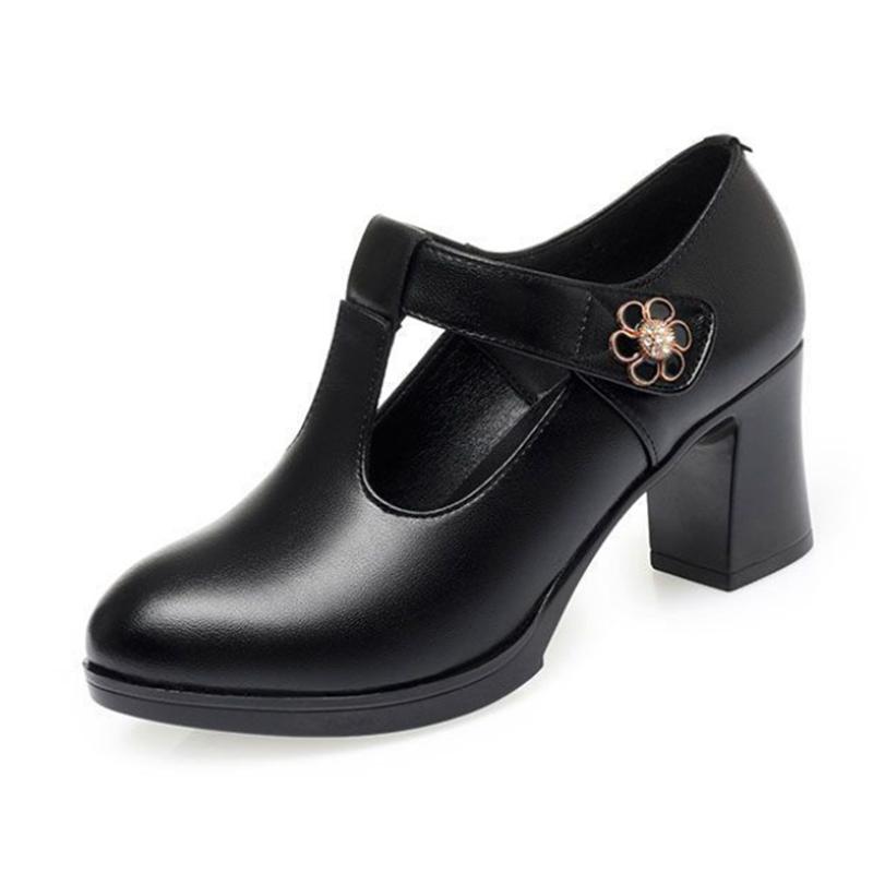Женские милые туфли высокого качества с круглым носком и пряжкой на ремешке, весенние и летние туфли на квадратном каблуке, женские повседневные туфли на каблуке zapatos de mujer ba194